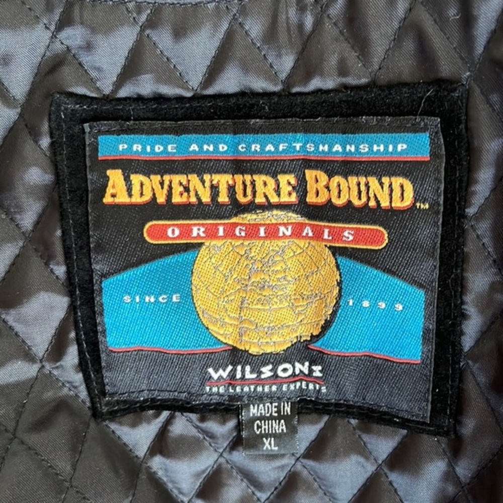 🖤Vtg 90s Wilson’s‎ leather Coat fur trim - Picture 2 of 5